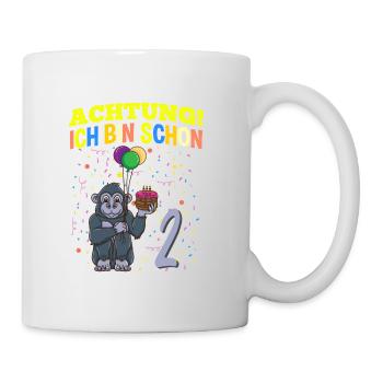 Achtung Ich Bin Schon 2 Geburtstag Gorilla - Tasse - Weiß - Rechts