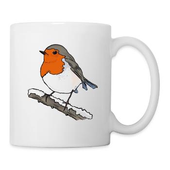 Robin on branch - Mug - white - Right