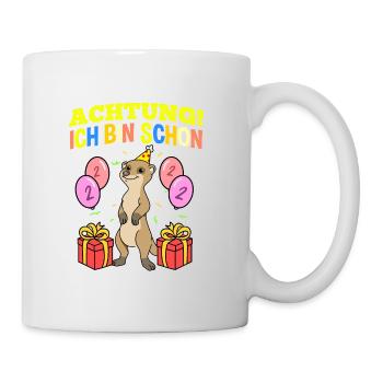 Achtung Ich Bin Schon 2 Geburtstag Erdmännchen - Tasse - Weiß - Rechts