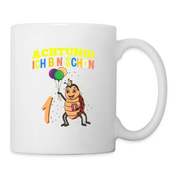 Achtung Ich Bin Schon 1 Geburtstag Marienkäfer - Tasse - Weiß - Rechts