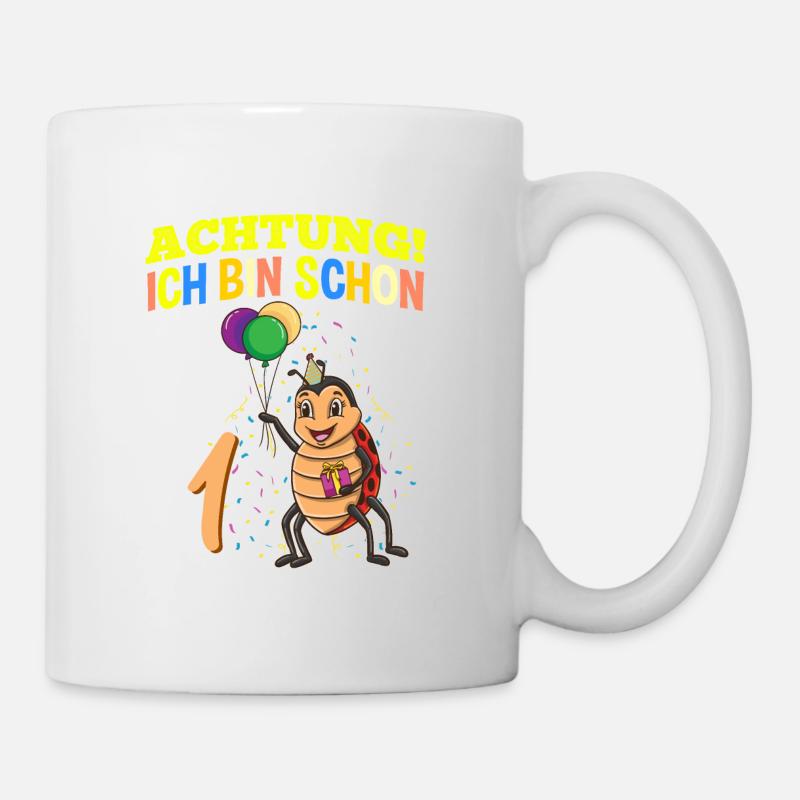 Achtung Ich Bin Schon 1 Geburtstag Marienkäfer - Tasse - Weiß
