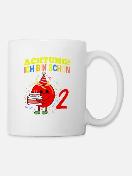 Achtung Ich Bin Schon 2 Geburtstag Tomate - Tasse - Weiß