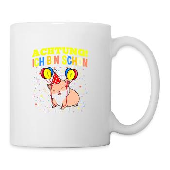 Achtung Ich Bin Schon 1 Geburtstag Meerschweinchen - Tasse - Weiß - Rechts