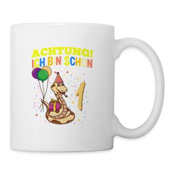 Achtung Ich Bin Schon 1 Tier Geburtstag Schlange - Tasse - Weiß - Rechts