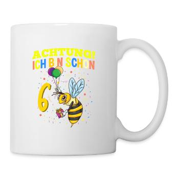 Achtung Ich Bin Schon 6 Tier Geburtstag Wespe - Tasse - Weiß - Rechts