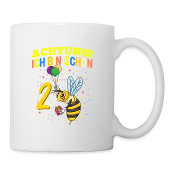 Achtung Ich Bin Schon 2 Tier Geburtstag Wespe - Tasse - Weiß - Rechts