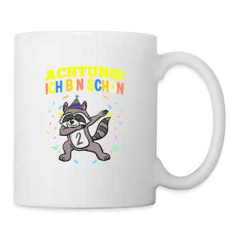 Achtung Ich Bin Schon 2 Geburtstag Waschbär - Tasse - Weiß - Rechts