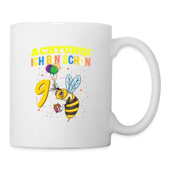 Achtung Ich Bin Schon 9 Tier Geburtstag Wespe - Tasse - Weiß - Rechts