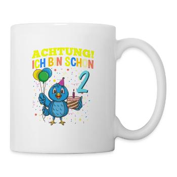 Achtung Ich Bin Schon 2 Tier Geburtstag Vogel - Tasse - Weiß - Rechts