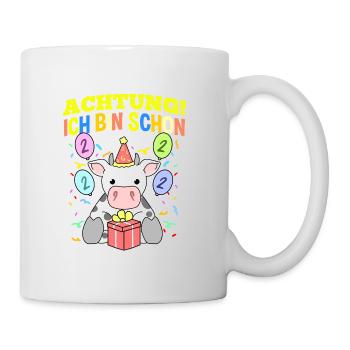 Achtung Ich Bin Schon 2 Geburtstag Kuh - Tasse - Weiß - Rechts
