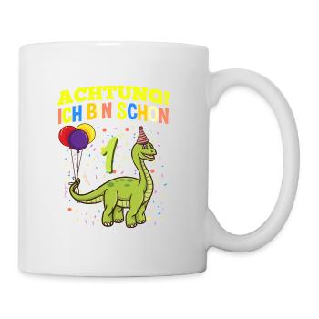 Achtung Ich Bin Schon 1 Geburtstag Brachiosaurus - Tasse - Weiß - Rechts