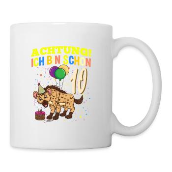 Achtung Ich Bin Schon 10 Tier Geburtstag Hyäne - Tasse - Weiß - Rechts