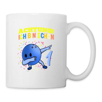 Achtung Ich Bin Schon 1 Geburtstag Bowlingkugel - Tasse - Weiß - Rechts