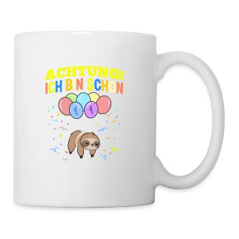 Achtung Ich Bin Schon 1 Geburtstag Faultier - Tasse - Weiß - Rechts