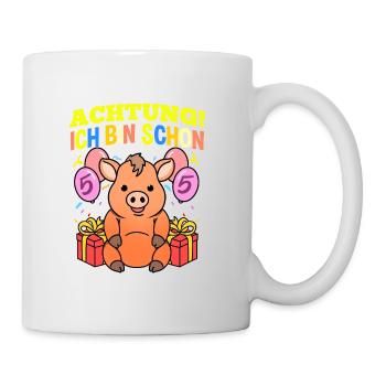 Achtung Ich Bin Schon 5 Geburtstag Warzenschwein - Tasse - Weiß - Rechts
