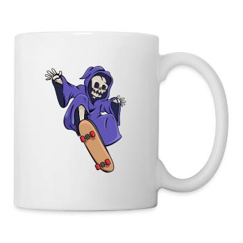 Skeleton rides skateboard skater Halloween - Mug blanc - blanc - Droite