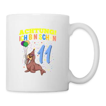Achtung Ich Bin Schon 11 Tier Geburtstag Walross - Tasse - Weiß - Rechts
