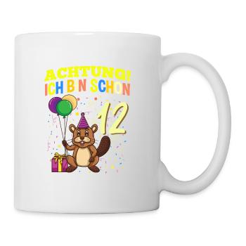 Achtung Ich Bin Schon 12 Tier Geburtstag Biber - Tasse - Weiß - Rechts