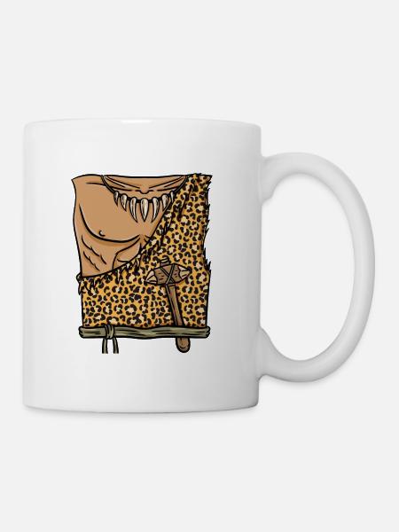 Höhlenmensch Kostüm Halloween - Tasse - Weiß