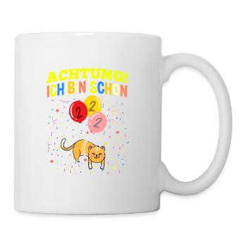 Achtung Ich Bin Schon 2 Geburtstag Katze - Tasse - Weiß - Rechts