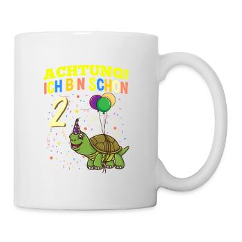 Achtung Ich Bin Schon 2 Geburtstag Schildkröte - Tasse - Weiß - Rechts