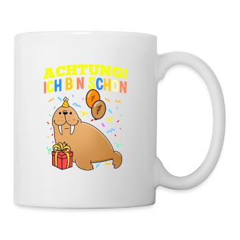 Achtung Ich Bin Schon 7 Geburtstag Walross - Tasse - Weiß - Rechts