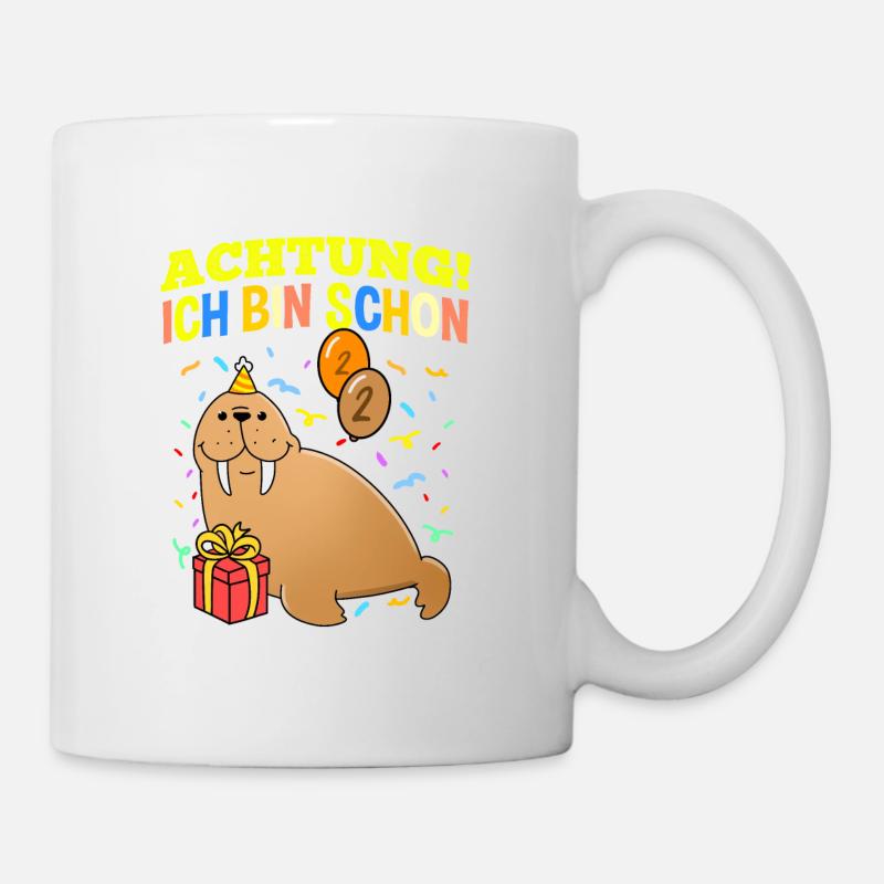 Achtung Ich Bin Schon 2 Geburtstag Walross - Tasse - Weiß