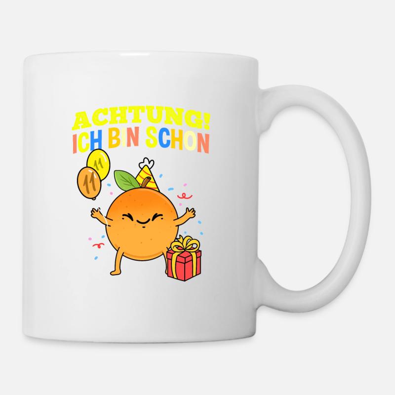 Achtung Ich Bin Schon 11 Geburtstag Orange - Tasse - Weiß