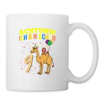 Achtung Ich Bin Schon 9 Geburtstag Kamel-Dromedar - Tasse - Weiß - Rechts