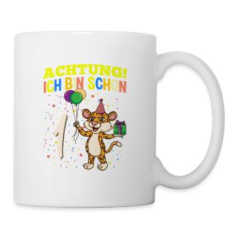 Achtung Ich Bin Schon 1 Tier Geburtstag Leopard - Tasse - Weiß - Rechts