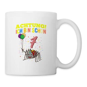 Achtung Ich Bin Schon 7 Tier Geburtstag Spinne - Tasse - Weiß - Rechts