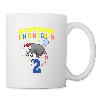 Achtung Ich Bin Schon 2 Geburtstag Opossum - Tasse - Weiß - Rechts