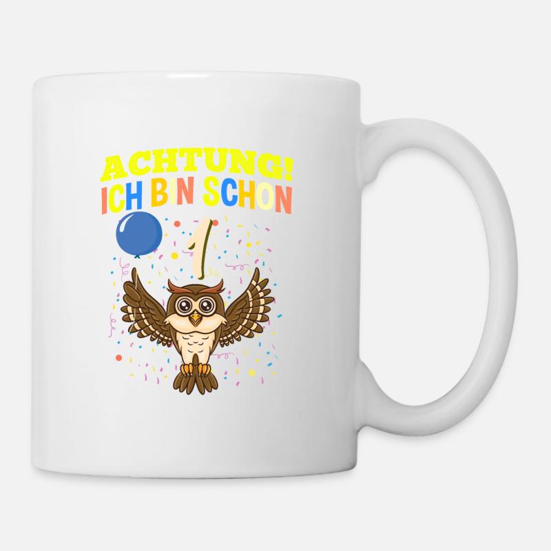 Achtung Ich Bin Schon 1 Safari Geburtstag Eule - Tasse - Weiß