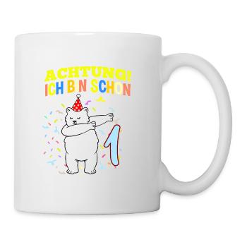 Achtung Ich Bin Schon 1 Geburtstag Eisbär - Tasse - Weiß - Rechts