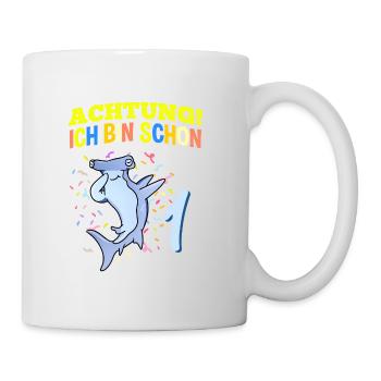 Achtung Ich Bin Schon 1 Geburtstag Hammerhai - Tasse - Weiß - Rechts