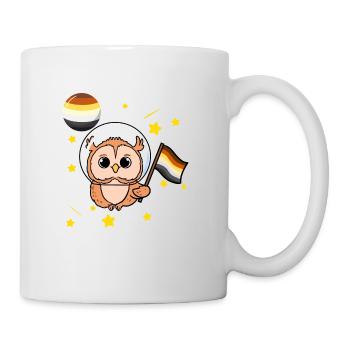 Eule im Weltraum Gay Bear Pride - Tasse - Weiß - Rechts
