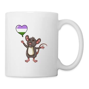 Maus Herzballon Genderqueer Pride - Tasse - Weiß - Rechts