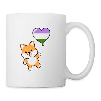 Shiba Inu Herzballon Genderqueer - Tasse - Weiß - Rechts