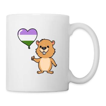 Biber Herzballon Genderqueer Pride - Tasse - Weiß - Rechts