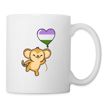 Monkey Heart Balloon Genderqueer Pride - Mug - white - Right