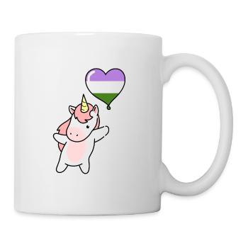 Unicorn Heart Balloon Genderqueer Pride - Mug blanc - blanc - Droite
