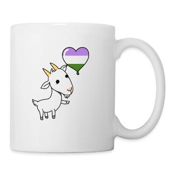 Ziege Herzballon Genderqueer Pride - Tasse - Weiß - Rechts