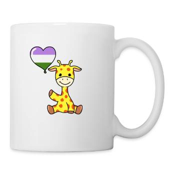Girafe avec ballon de fierté Genderqueer - Mug blanc - blanc - Droite