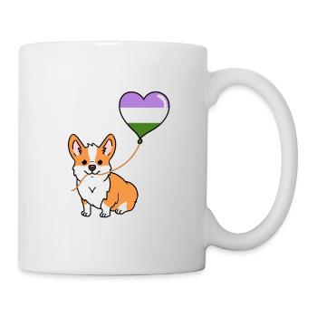 Corgi avec ballon Genderqueer - Mug blanc - blanc - Droite