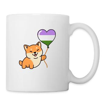 Shiba Inu Genderqueer Pride Heart Balloon - Mug - white - Right