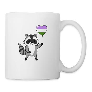 Waschbär Herzballon Genderqueer Pride - Tasse - Weiß - Rechts