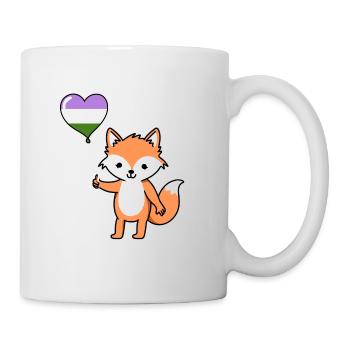 Fuchs Herzballon Genderqueer Pride - Tasse - Weiß - Rechts