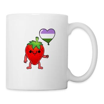 Strawberry Heart Balloon Genderqueer Pride - Mug blanc - blanc - Droite