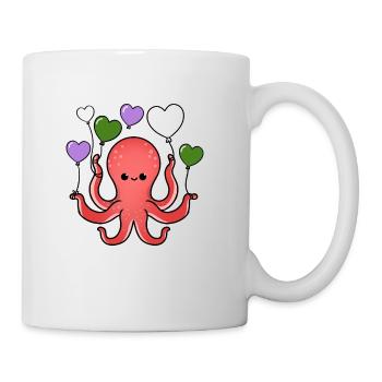 Octopus Heart Balloon Genderqueer Pride - Mug blanc - blanc - Droite