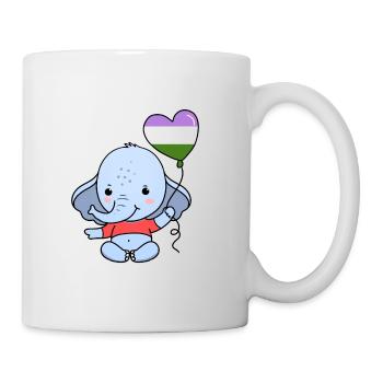 Elefant Herzballon Genderqueer Pride - Tasse - Weiß - Rechts